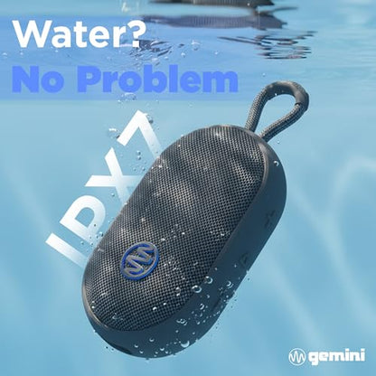 Gemini Mini Bluetooth Speaker, Waterproof, Clip-On, 12-Hr Play (BeatOrb) | IPX7 waterproof mini speaker, clip-on - 12 hr battery, USB-C - true wireless stereo - 0.44 lb, strap