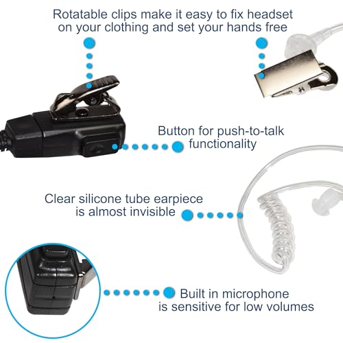 HQRP 2-Pin Hands Free with Earpiece and Push-to-Talk Microphone Compatible with Motorola Radio Devices DTR Series: DTR550 DTR 550, DTR650 DTR 650, DTR410, DTR 410 Plus HQRP Sun Meter