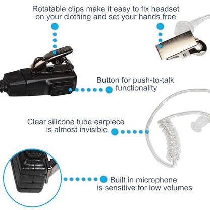 HQRP 2-Pin Hands Free with Earpiece and Push-to-Talk Microphone Compatible with Motorola Radio Devices DTR Series: DTR550 DTR 550, DTR650 DTR 650, DTR410, DTR 410 Plus HQRP Sun Meter