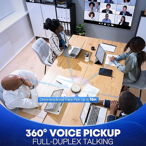 Conference Speaker and Microphone for Online Meetings and Remote Work, Gray | AI noise reduction, 360° voice pickup, 4-mic array, full-duplex, 16 ft range, Bluetooth, NFC, USB, up to 8 hours, group calls - color: M4 GRAY, style: M4 Omnidirectional Speaker
