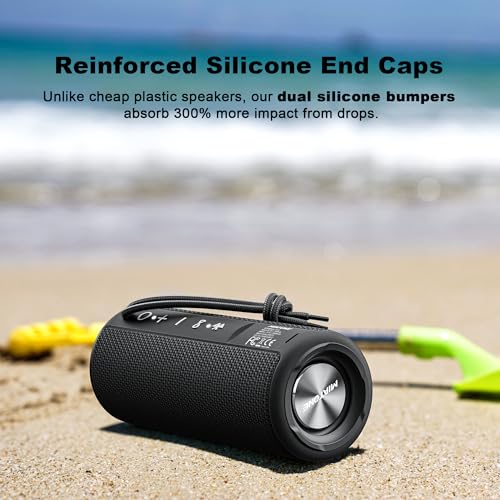 MIATONE Boombox Outdoor Portable Bluetooth Speaker Waterproof Wireless Speakers - Black - color: Black