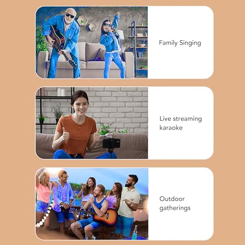 Asixxsix Karaoke Machine, Portable Bluetooth Speaker with 2 Wire Less Microphones, Portable Bluetooth Karaoke Speaker with 2 Wire Less handheled Microphones for Home Party