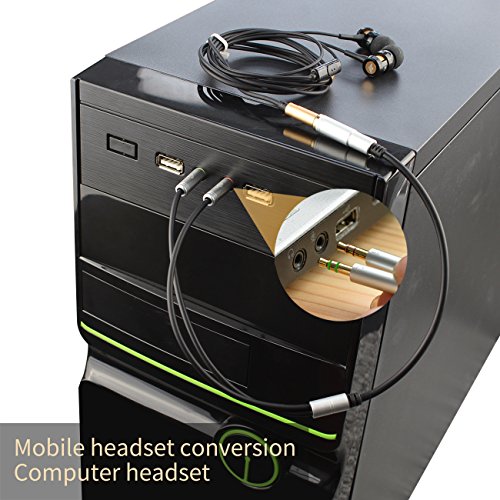 Headphone Splitter for Computer 3.5mm Female to 2 Dual 3.5mm Male Headphone Mic Audio Y Splitter Cable Smartphone Headset to PC Adapter(100CM, Black) - color: Black, size: 100CM