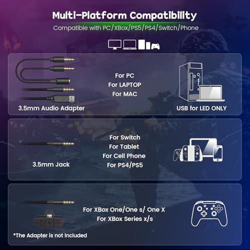 WESEARY Wired Gaming Headset for Xbox, PS5, PS4, Switch, PC, Mobile, Surround Sound Gaming Headphones with ENC Noise-Canceling Mic, 50mm Drivers, Soft Memory Foam Earcups, Comfortable Durable Design