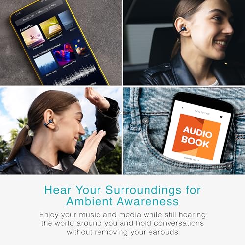 MEE audio Pebbles Air Open Ear True Wireless Earbuds - Bluetooth 5.3 Lightweight Earclip Headphones with Headset Microphone & Call Noise Reduction for Gym/Workouts/Sports and Gaming (Sapphire/Blue) | Bluetooth 5.3, Lightweight Earclip Headphones, Headset