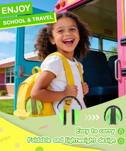 ZOHAN 032 Kids Noise Cancelling Headphones - 25dB NRR Kids Ear Protection, Hearing Protection Safety Ear Muffs for School Monster Truck Fireworks Traveling Studying Concerts Autism - Green - color: Green