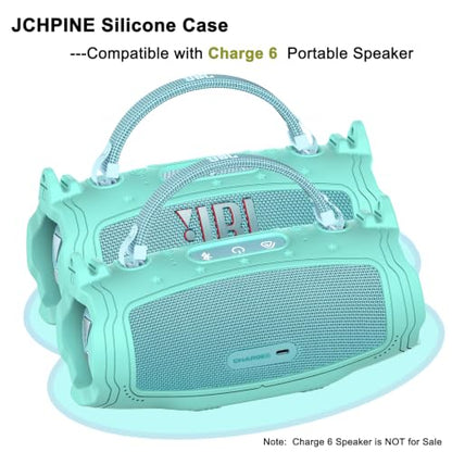 JCHPINE Silicone Cover and Carrying Case for JBL Charge 6 Bluetooth Speaker | Accessories for JBL Charge 6 AI Sound Bluetooth Speaker Protective Cases with Shoulder Strap (Teal) - color: Teal