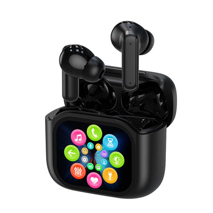 Wireless Touchscreen Earbuds with Smart Touch Screen Case - True Wireless Bluetooth ANC Active Noise Cancelling Earbuds - Blue Tooth Earphones for iPhone Android In Ear Headphones - color: Black, style: Normal