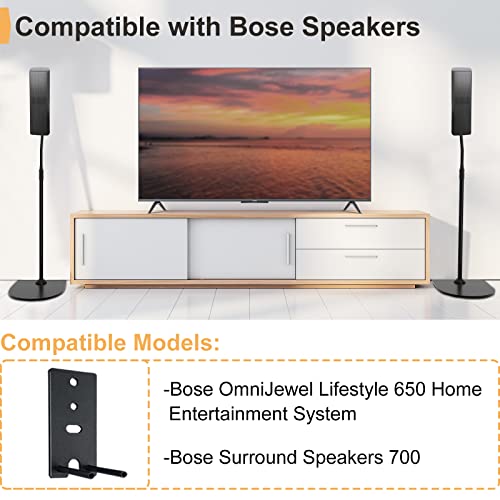 Adjustable Stand for Bose Speaker Stands, for OmniJewel Lifestyle 650, Surround Speaker 700, Floor Speakers Stands for Bose Floor Stand, with OmniJewel Bracket, Black (Pack of 2)