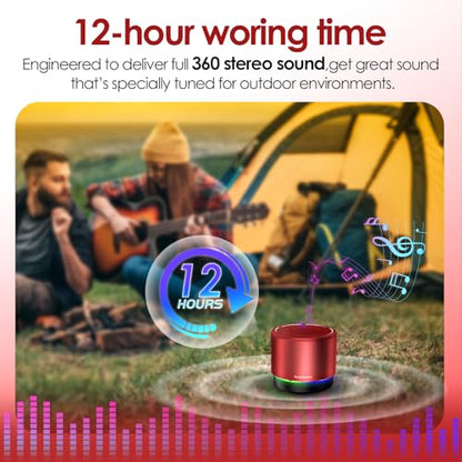Portable Bluetooth Speaker Mini Speakers, Wireless, HD Microphone | 12H Battery Life, Metal Cover,TWS Pairing, Wireless Speaker with RGB Lights for Home/Travel/Outdoor/Car/Beach by Music Lovers - color: Red