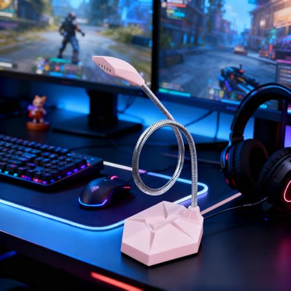 3.5 mm Jack Computer Microphone, Plug &Play Desktop Omnidirectional Condenser PC Laptop Mic, Ideal for Recording, Gaming, Streaming, Podcast Microphone, Pink