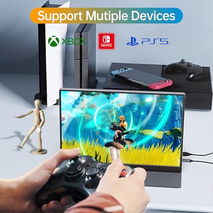 Anyuse 16" QHD USB-C HDMI HDR Portable Monitor | 16" QHD 2.5K IPS HDR, smart cover+speakers, USB-C/HDMI, plug&play, for PC/Mac/Phone/PS5/Xbox/Switch. - size: 16"Portable