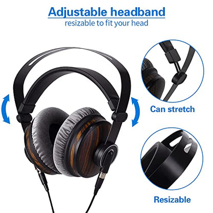 lotoraia HiFi Music Studio Monitor Headphones - 50mm Drivers Unit and 3.5mm/6.35mm Jack, Wired Over Ear Headphones for Music, DJ Mixing, Audiophile and AMP Computer Recording