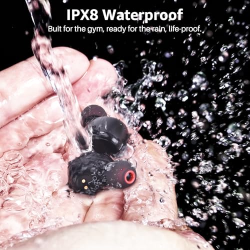 TOZO T6 Wireless Earbuds Bluetooth 5.3 Stereo Sound in Ear Headphones | 50H Long Playtime Ear buds with Charging Case, App Customizable EQs, IPX8 Waterproof Earphones, AI Calls, Deep Bass - color: Dark Black