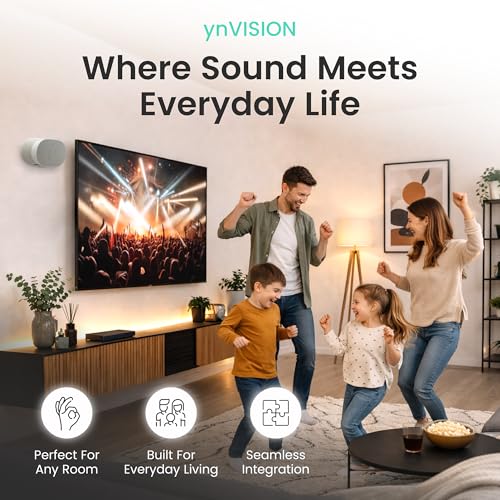 ynVISION.DESIGN Wall Mount for Sonos ERA 300 Speaker, 1 Mount, White | Tilt 18° and Swivel ±21°, cable management, hardware included for concrete, brick, or wood stud install, easy assembly - style: White - Single