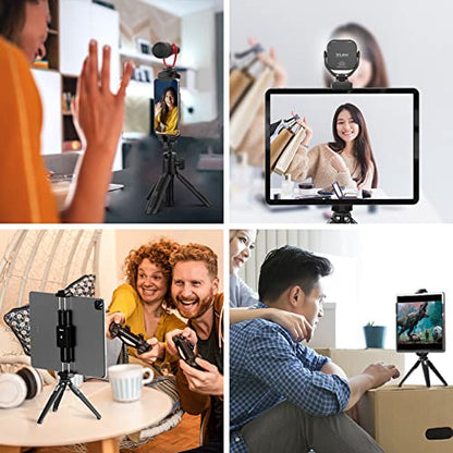 ULANZI ST-29 Phone Tripod Mount, 2-in-1 Tablet Smartphone Holder Adapter | Cold Shoe Mount, Dual 1/4" Screw Holes for tripod, 2.6"-8.8" Extend Clip Clamp Compatible with iPad, iPhone, Android