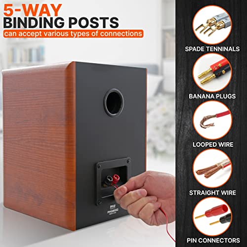 Pyle 5.25" Home Audio Speakers, 2-Way Passive Bookshelf, 200W Max Power, 1" Silk Dome Tweeter, Composite Woofer, Gold Plated 5 Way Binding Post, Rubber Surrounds, Beautiful Wood Grain Finish - Pair - color: Natural, size: 5.25 inch