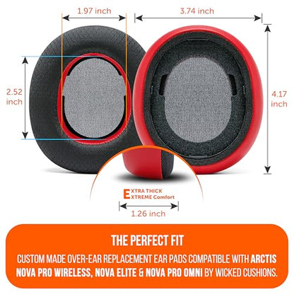 WC Freeze Nova Pro Wireless - Earpads for Arctis Nova Pro Wireless & More | Made by Wicked Cushions | Also fits SteelSeries Nova Elite & Nova Pro Omni(Doesn't Fit Other Models) | Red - color: Red