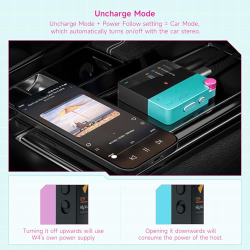 HiBy W4 Bluetooth Headphone Amplifier USB DAC, BT 5.4 & NFC, aptX Lossless LDAC, Dual DAC, DSD512 PCM 768kHz, 2-Inch Touch Screen, CVC Noise Reduction, 3.5mm & 4.4mm Balanced Output - color: White