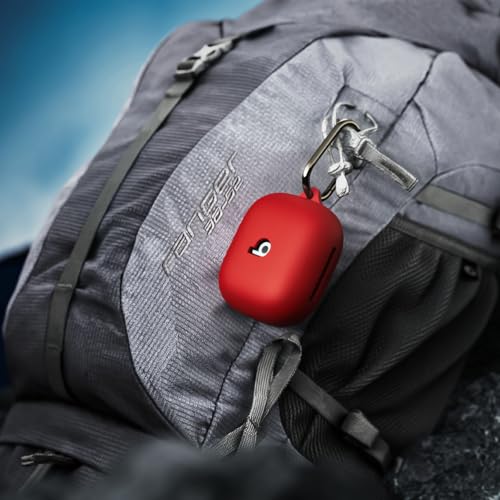 for Beats Powerbeats Pro 2 Case Cover, Top Logo Visible | Soft Silicone Shockproof Protective Skin Case for Beats Powerbeats Pro 2 2025 with Cleaner Kit & Carabiner, Red - color: Red