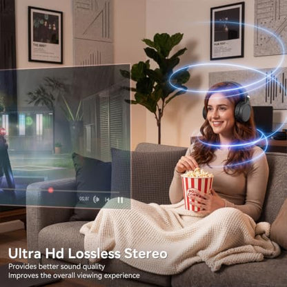 Wireless Headphones for TV Watching, TV Headphones Wireless for Seniors with Transmitter Charging Base, 65H No Audio Delay Bluetooth Headphones for TV, HiFi Stereo Sound, Gifts for Parents/Elderly