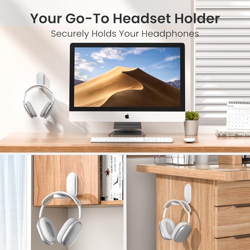 Itramax Wall Mount Headphone Hanger 2 Pack Adhesive Headset Holder for Desk