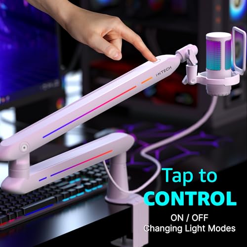 RGB Low Profile Boom Arm for Mic, Adjustable Microphone Arm Stand with Desk Mount Clamp, Rotatable Microphone Boom Arm Mic Stand with Cable Management for Podcast Streaming Gaming Studio. - color: 5 LIZARD RGB