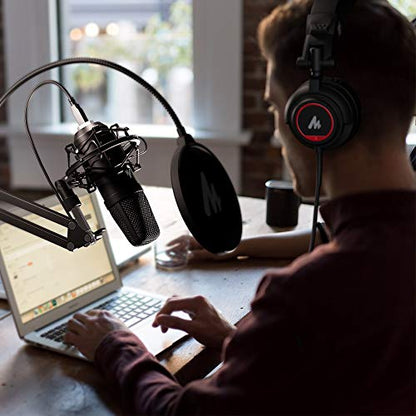 MAONO Microphone with Studio Headphone Set 192kHz/24bit Vocal Condenser Cardioid Podcast Mic Compatible with Mac and Windows, YouTube, Gaming, Live Streaming, Voice-Over