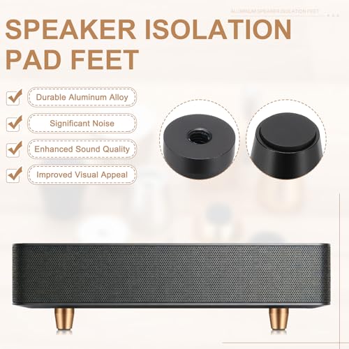 MECCANIXITY 4Pcs Speaker Isolation Pad Feet, 20x20mm Shockproof Aluminum Alloy Vibration Isolation Speaker Shock Base Pad Cone Base with Double-Sided Adhesive for Audio Equipment, Black - color: Black, size: 20x20mm