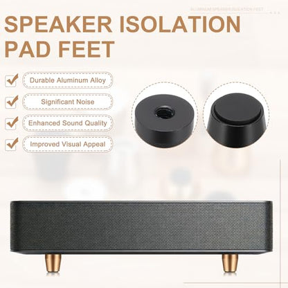 MECCANIXITY 4Pcs Speaker Isolation Pad Feet, 20x20mm Shockproof Aluminum Alloy Vibration Isolation Speaker Shock Base Pad Cone Base with Double-Sided Adhesive for Audio Equipment, Black - color: Black, size: 20x20mm