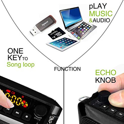 25W Portable Voice Amplifier with Wireless Headset Microphone | Bluetooth 5.3 Rechargeable PA Speaker with Recording, Reverb and Up to 12H Runtime for Teachers, Tour Guides and Presenters