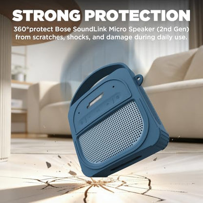 for Bose SoundLink Micro Speaker (2nd Gen) Case with Lanyard&Carabiner,Anti-Scratch Portable Silicone Protective Cover Compatible with Bose SoundLink Micro Portable Bluetooth Speaker (2nd Gen) (Blue) - color: Blue