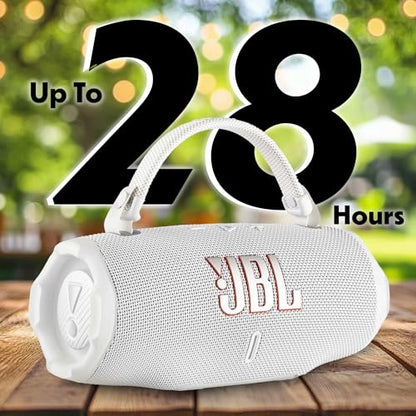 JBL Charge 6 Portable Bluetooth Speaker (White) | IP68 Waterproof, DustProof, and DropProof, Outdoor Wireless Audio |28Hrs Playtime + Travel Case Bundle - color: White