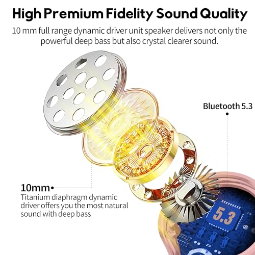 Wireless Earbuds,Bluetooth 5.3 Ear buds Immersive Sound Hi-Fi Stereo IPX8 Waterproof Headsets Premium Deep Bass Headphones with 4 Mics Call Noise Cancelling Earphones for iOS,Android,Workout - Pink - color: Pale Pink