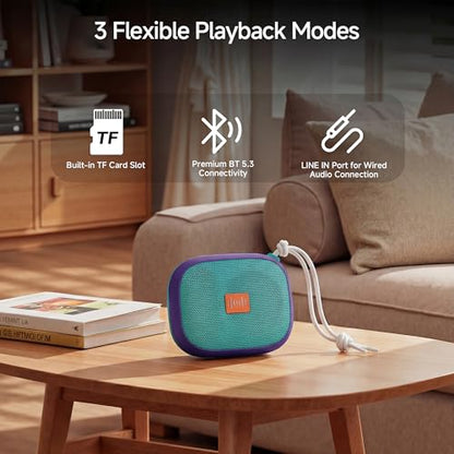 FunHub Waterproof Bluetooth Shower Speaker, Small & Light with Anti-Slip Sides, 3 Play Modes, FM Radio, Bluetooth 5.3 Immersive Stereo Sound (TWS), for Bathroom, Pool, Beach & Outdoor Party – Purple - color: Purple