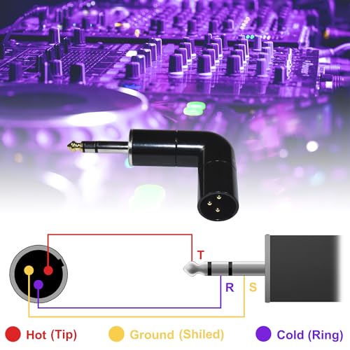 HQRP 2-Pack 3-Pin XLR Male to 1/4" / 6.35 mm Male TRS Angle Adapter with 4 Adjustable Angle Positions Right Left and 90 Degree Compatible with Mixers, Microphones, amplifiers, EQ, Rack Gear, etc - style: XLR Male to 1/4" TRS