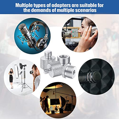 8 Pcs Mic Stand Adapter 5/8 Female to 3/8 Male, 3/8 Female to 5/8 Male, 5/8 to 1/4 and 1/4 to 5/8 Screw Mic Thread Adapter Set for Microphone(Silver) - color: Silver