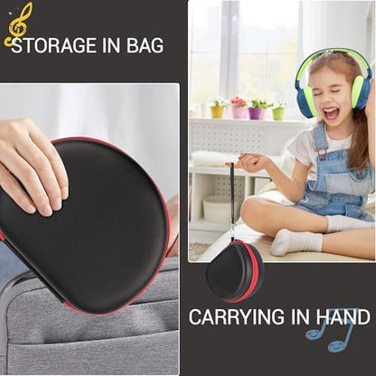 Hard Kid Headphone Case for ICLEVER BTH12/BTH26/HS19,Acer Kids,JoySpark | Also for EarFun k1 K2/AILIHEN C8/Candy Bila/Botesty Sound Kid Foldable Headphone, Hard Shell EVA,Handle Strap,Mesh Pocket - color: BLACK