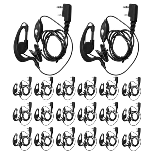 20 Pairs Walkie Talkie Earpiece with Mic 2 Pin Two Way Radio Ear Piece Microphone Earbud Bulk Single Wire Earhook Headset Compatible with Baofeng UV-5R BF-888S Arcshell Retevis H-777 RT21 RT22