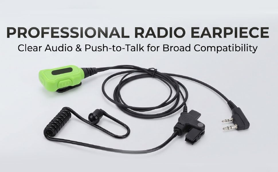 Yunseity Radio Earpiece, 2 Way Radio Headset with Acoustic Tube Noise Reduction Microphone Push to Talk, for TK TH KPG HYT 2 Pin Dual Pin 3.5mm .5mm