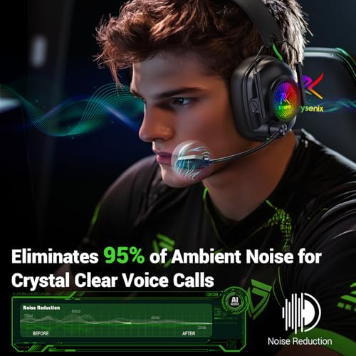 Krysenix Wireless Gaming Headset for Xbox Series,PC,PS5,PS4,Switch-Black | 50mm Drivers,2.4 GHz Wireless & Bluetooth 5.4 Gaming Headphones with Noise Canceling Microphone,RGB Lighting,1200mAh Battery - color: Black for XBOX