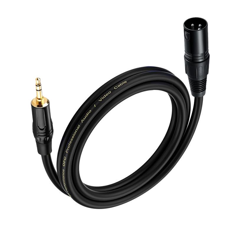 3.5mm to XLR Cable 10FT, Unbalanced 1/8 Mini Jack TRS Stereo Male to XLR Male Microphone Audio Cable, 24K-Gold-Plated Contacts for The cleanest Sound Experience - size: 10FT, style: 3.5 to XLR Male