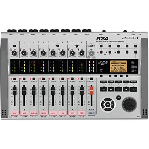 Zoom R24 Multi-Track Tabletop Recorder, Interface, Controller, 8 XLR Combo Inputs, 24 Tracks, USB Audio Interface, Built In Stereo Condenser Microphones, Pad Sampler