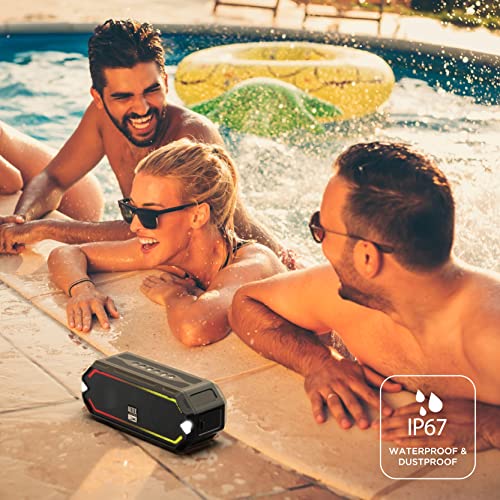 Altec Lansing - HydraJolt Wireless Bluetooth Speaker, Waterproof Portable Speakers with Built in Phone Charger and Lights, Everything Proof Outdoor, Shockproof, Snowproof, 16 Hours Playtime - color: Mint Green, style: HydraJolt