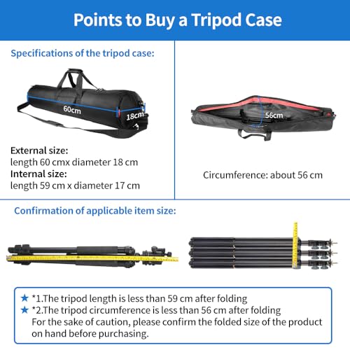 HEMMOTOP Tripod Bag All-Around Thick Padded Case Portable 25.6x7 in R06518 | Heavy Duty, Nylon, Hand-Held and Shoulder-Back, 2 Zippered Pockets, for Carrying Speaker Stand, Mic Stand, Telescope - size: 25.6" L x 7" D