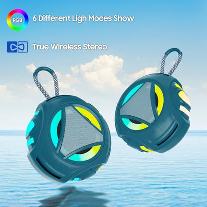 Bluetooth Shower Speake Waterproof，Portable Outdoor Bluetooth Speake with RGB Lights，IPX67 Floating，Built-in Mic，24Hrs Playtime，True Wireless Stereo，Gifts for Teens Boy Girls Women Men - Blue - color: Blue