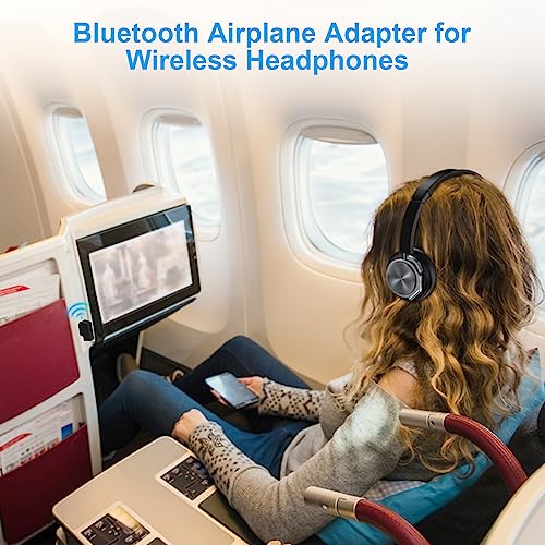 Bluetooth Airplane Adapter for Headphones,in-Flight Bluetooth Audio Adapter with 3.5mm Jack on Airplanes/Gym/TVs/Gaming/PC/iPad/PS5