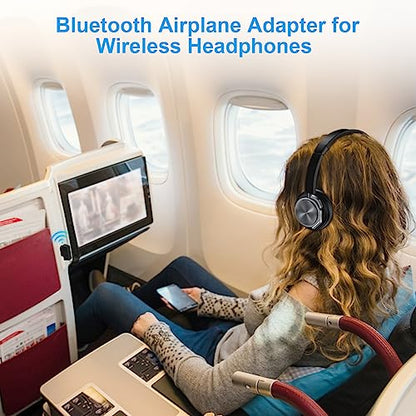 Bluetooth Airplane Adapter for Headphones,in-Flight Bluetooth Audio Adapter with 3.5mm Jack on Airplanes/Gym/TVs/Gaming/PC/iPad/PS5