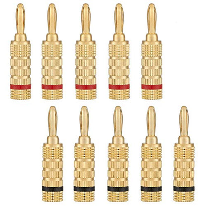 WGGE WG-3333 24k Gold Plated Speaker Banana Plugs-Closed Screw Type (5 Pairs (10 Plugs)) - size: 5 Pairs (10 PLUGS)