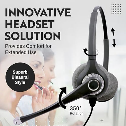 INNOTALK - Cisco Phone Headset, Binaural Wired Headset with Microphone + Quick Disconnect RJ9 Adapter, Wired Headphones, Headset Works for Most Cisco Phones, Cost Effective Corded Headset - size: Superb-Binaural